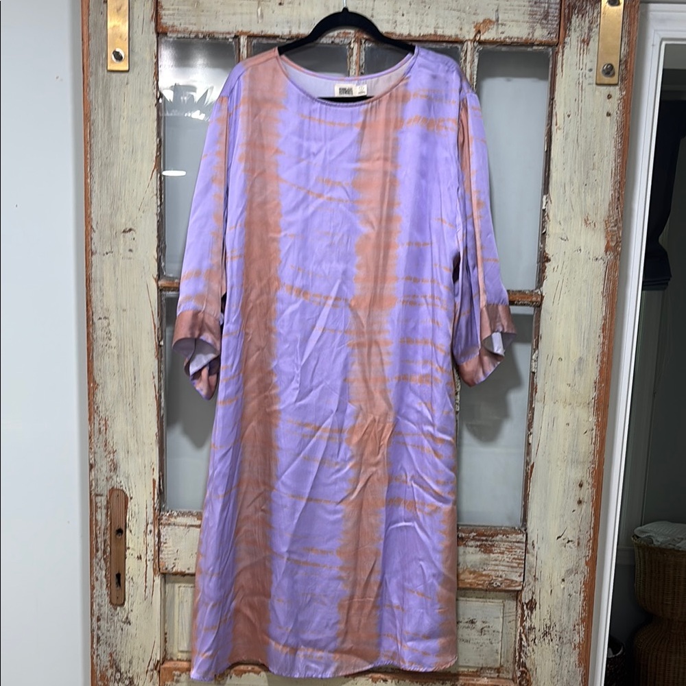 Purple and Tan Tie-Dye Dress